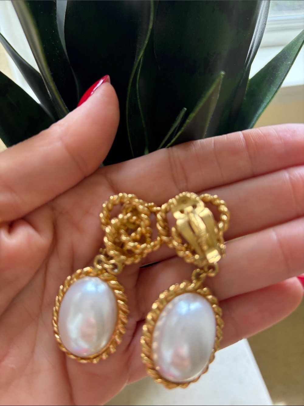 Gold-Tone Pearl Drop Clip-On Earrings